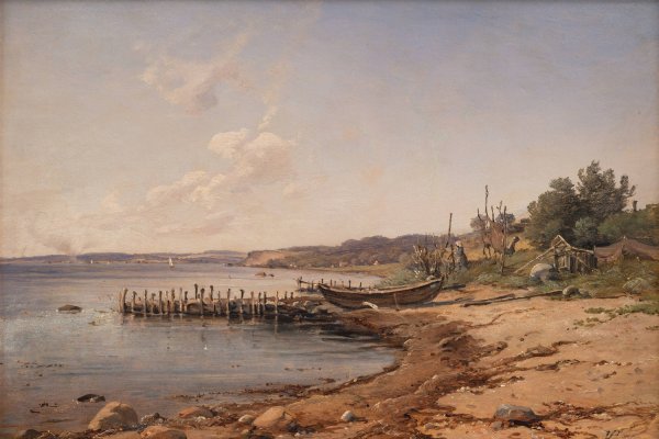 A Beach by the Sound  by Vilhelm Petersen - Hand-Painted Oil Painting Reproduction