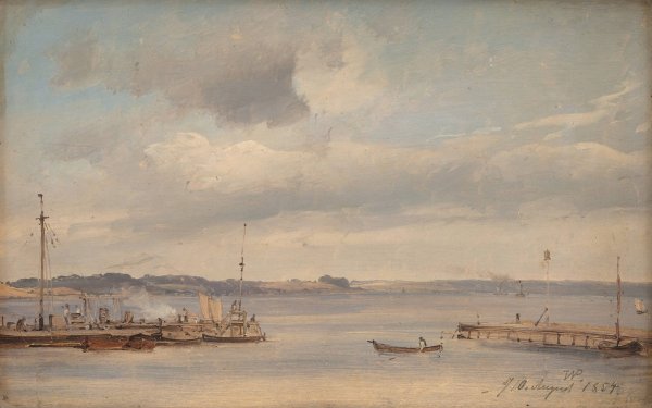 A Boat Harbour. Humlebaek, Zealand  by Vilhelm Petersen - Hand-Painted Oil Painting Reproduction