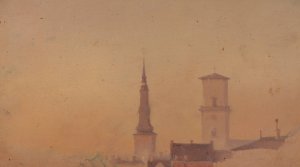 The Sand Box at the Stormbro Bridge with Thorvaldsen's Museum in the Background by Vilhelm Petersen Oil Painting