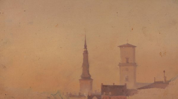 The Sand Box at the Stormbro Bridge with Thorvaldsen's Museum in the Background  by Vilhelm Petersen - Hand-Painted Oil Painting Reproduction