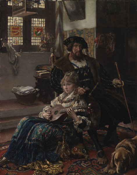 Christian II and Dyveke  by Vilhelm Rosenstand - Hand-Painted Oil Painting Reproduction