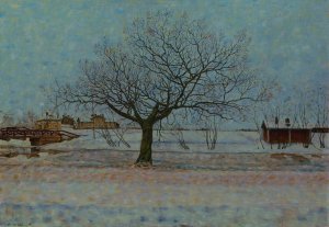 The Weeping Willow by Vilho Lampi Oil Painting
