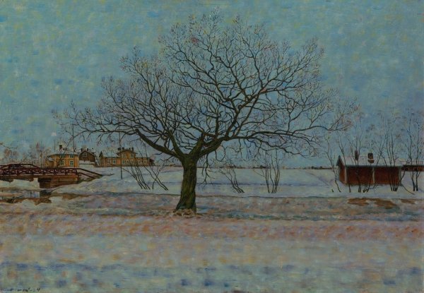 The Weeping Willow  by Vilho Lampi - Hand-Painted Oil Painting Reproduction