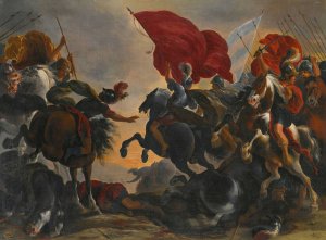 Cavalry battle scene by Vincent Adriaenssen Leckerbetien Oil Painting