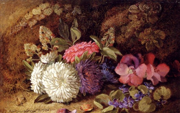 Main Product Photo of Asters,Pansies And Violets Painting by Vincent Clare