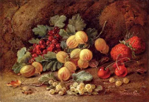 Strawberries, Cherries, Gooseberries and Red and White Currants by Vincent Clare Oil Painting