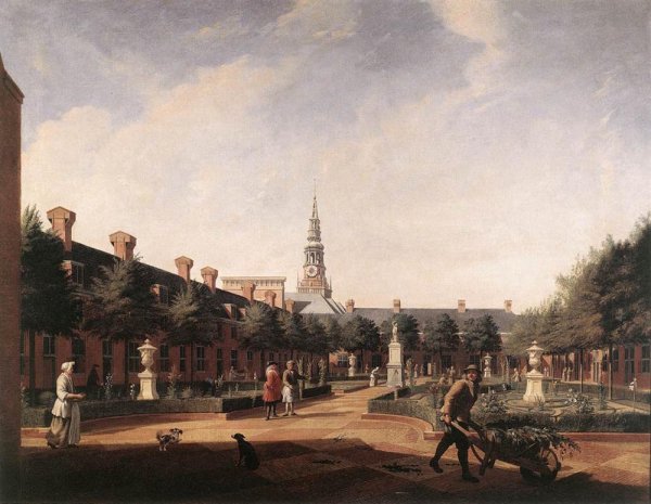 The Courtyard of the Proveniershof by Vincent Van Der Vinne I - Hand-Painted Oil Painting Reproduction
