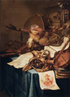 Vanitas with a Royal Crown Oil painting by Vincent Van Der Vinne I