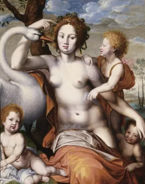 Leda with Swan and Children by Vincent Sellaer Oil Painting