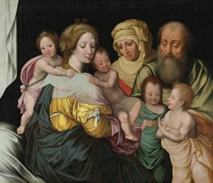 The Madonna And Child With Saints Elizabeth And Other Members Of The Holy Family by Vincent Sellaer Oil Painting