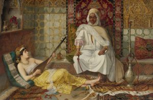 Odalisque Playing Music by Vincent Stiepevich Oil Painting