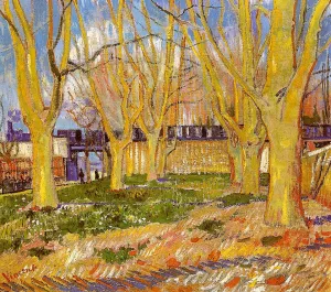 Avenue of Plane Trees Near Arles Station painting by Vincent van Gogh