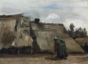 A Peasant Woman Digging in Front of Her Cottage by Vincent van Gogh Oil Painting