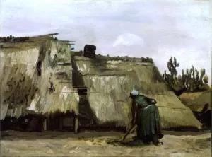 A Peasant Woman Digging in front of Her Cottage by Vincent van Gogh Oil Painting