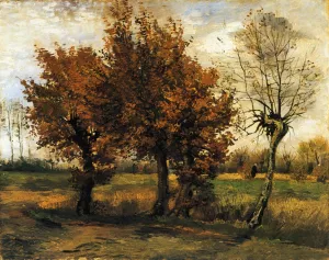 Autumn Landscape with Four Trees by Vincent van Gogh Oil Painting