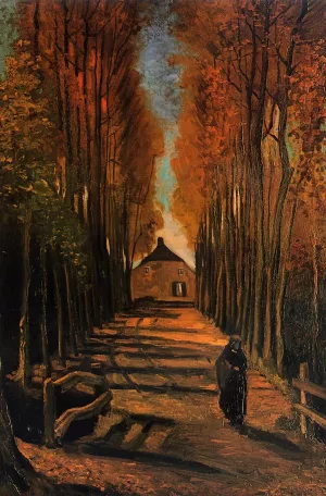 Avenue of Poplars at Sunset by Vincent van Gogh - Oil Painting Reproduction