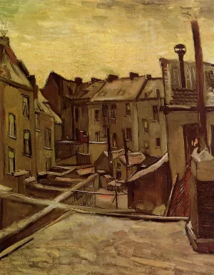 Backyards of Old Houses in Antwerp in the Snow by Vincent van Gogh - Oil Painting Reproduction
