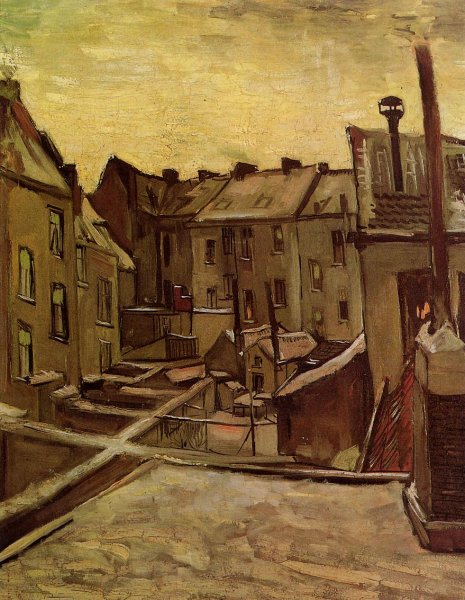 Main Product Photo of Backyards of Old Houses in Antwerp in the Snow Painting by Vincent van Gogh