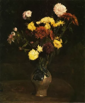 Basket of Carnations and Zinnias Oil painting by Vincent van Gogh