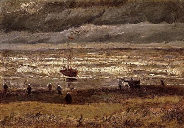 Main Product Photo of Beach at Scheveningen in Stormy Weather Painting by Vincent van Gogh