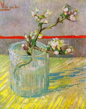 Blossoming Almond Branch in a Glass Oil painting by Vincent van Gogh