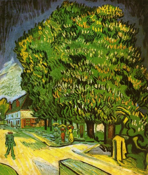 Main Product Photo of Chestnut Trees in Bloom Painting by Vincent van Gogh