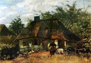 Cottage and Woman with Goat
