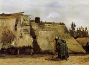 Cottage with Woman Digging painting by Vincent van Gogh