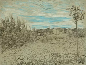 Cottages with a Woman Working in the Middle Ground by Vincent van Gogh Oil Painting