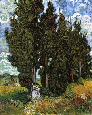 Cypresses with Two Women Oil Painting by Vincent van Gogh - Bestsellers