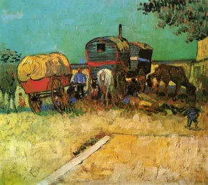 Encampment of Gypsies with Caravans by Vincent van Gogh - Oil Painting Reproduction