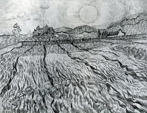 Enclosed Field Behind Saint-Paul Hospital: Rising Sun Oil painting by Vincent van Gogh
