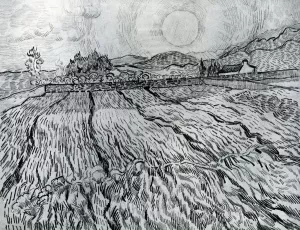 Enclosed Field Behind Saint-Paul Hospital: Rising Sun painting by Vincent van Gogh