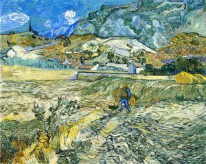 Enclosed Field with Peasant also known as Landscape at Saint-Remy by Vincent van Gogh Oil Painting