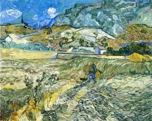 Enclosed Field with Peasant also known as Landscape at Saint-Remy Oil painting by Vincent van Gogh