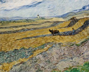 Enclosed Field with Ploughman by Vincent van Gogh Oil Painting