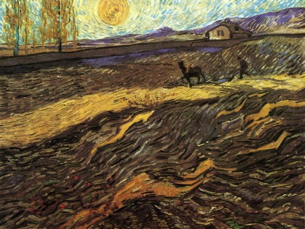 Enclosed Field with Poughman by Vincent van Gogh - Hand-Painted Oil Painting Reproduction