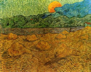 Evening Landscape with Rising Moon Oil painting by Vincent van Gogh