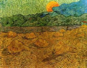 Evening Landscape with Rising Moon by Vincent van Gogh - Oil Painting Reproduction