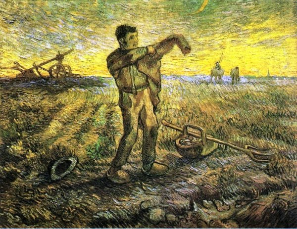 Main Product Photo of Evening: The End of the Day after Millet Painting by Vincent van Gogh