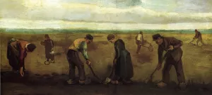 Farmers Planting Potatoes Oil painting by Vincent van Gogh