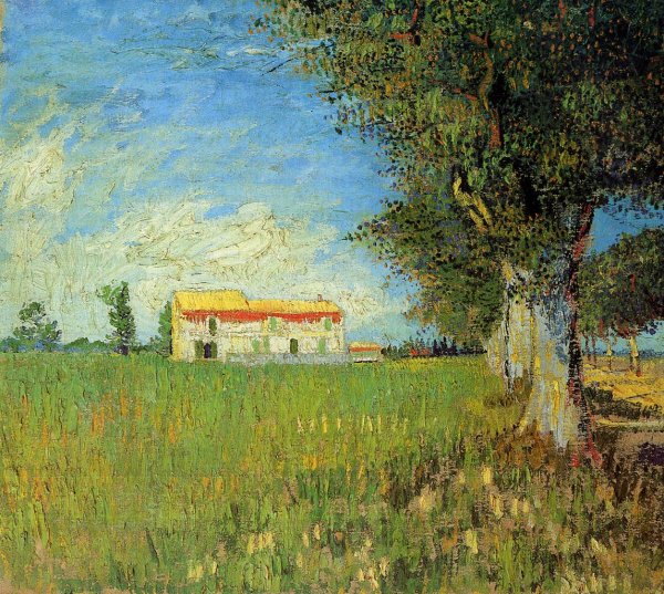 Farmhouse in a Wheat Field by Vincent van Gogh - Hand-Painted Oil Painting Reproduction