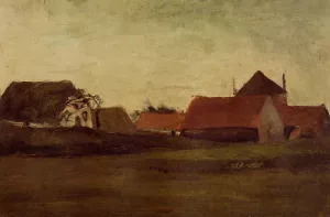 Farmhouses in Loosduinen near the Hague, in Twilight by Vincent van Gogh - Oil Painting Reproduction