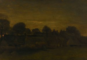 Farming Village at Twilight by Vincent van Gogh Oil Painting
