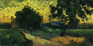 Field with Trees, the Chateau of Auvers by Vincent van Gogh Oil Painting