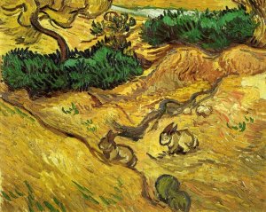 Field with Two Rabbits by Vincent van Gogh Oil Painting