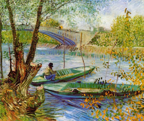 Main Product Photo of Fishing in the Spring, Pont de Clichy Painting by Vincent van Gogh
