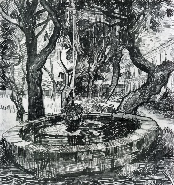 Main Product Photo of Fountain in the Garden of Saint-Paul Hospital Painting by Vincent van Gogh
