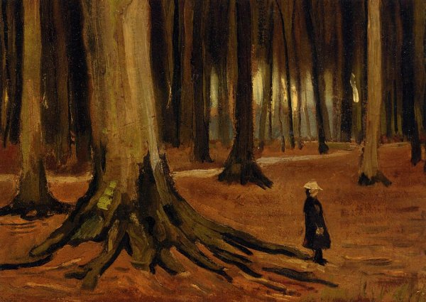 Girl in the Woods by Vincent van Gogh - Hand-Painted Oil Painting Reproduction