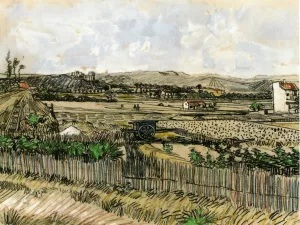 Harvest in Provence, at the Left Montmajour by Vincent van Gogh - Oil Painting Reproduction